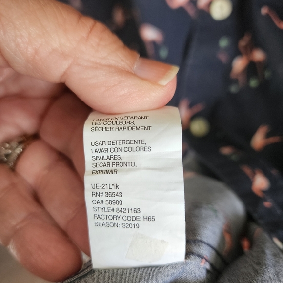 Men's Navy Flamingo Print Shirt Holiday Beachy - Picture 6 of 7